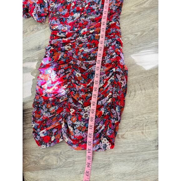 Zara New Floral Draped Low Plunge Neck Dress Size Small - Picture 7 of 10